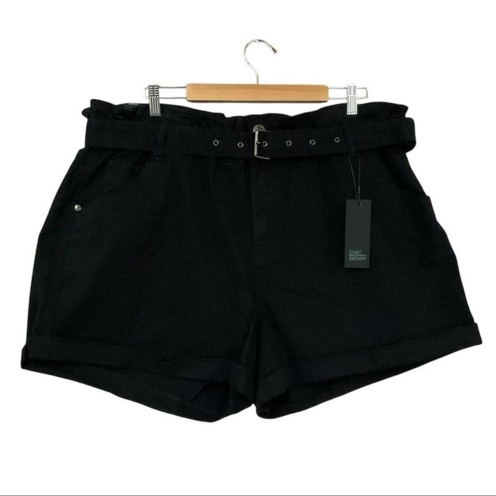 City Chic Women's Plus Size 22 Black Harley High Rise Denim Breeze Short…